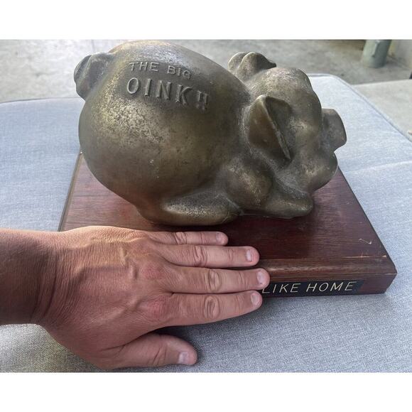 VTG Cast Iron Bronze Metal Sculpture Pig Hog Folk Art Porky Big Oink Boar Statue - Picture 10 of 10